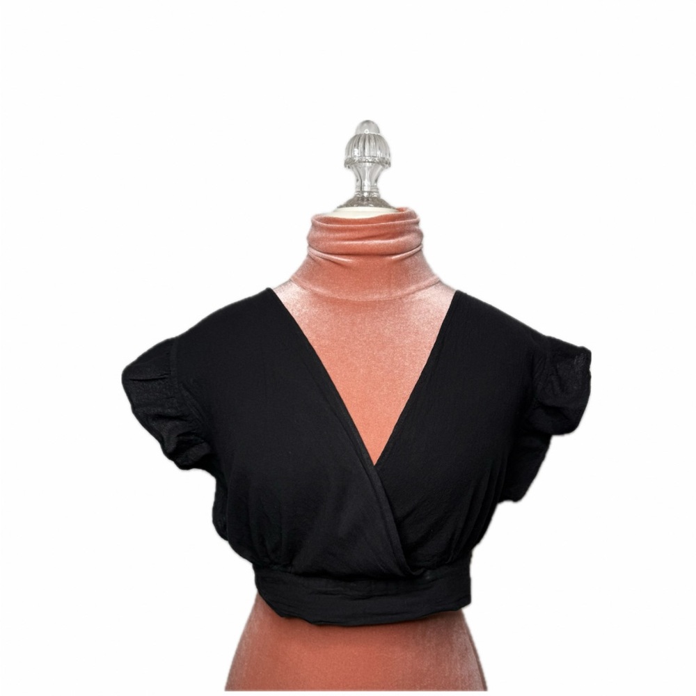 Seaspice 100% Peruvian Cotton Gauze Wrap Crop Top Black Women’s Size Large